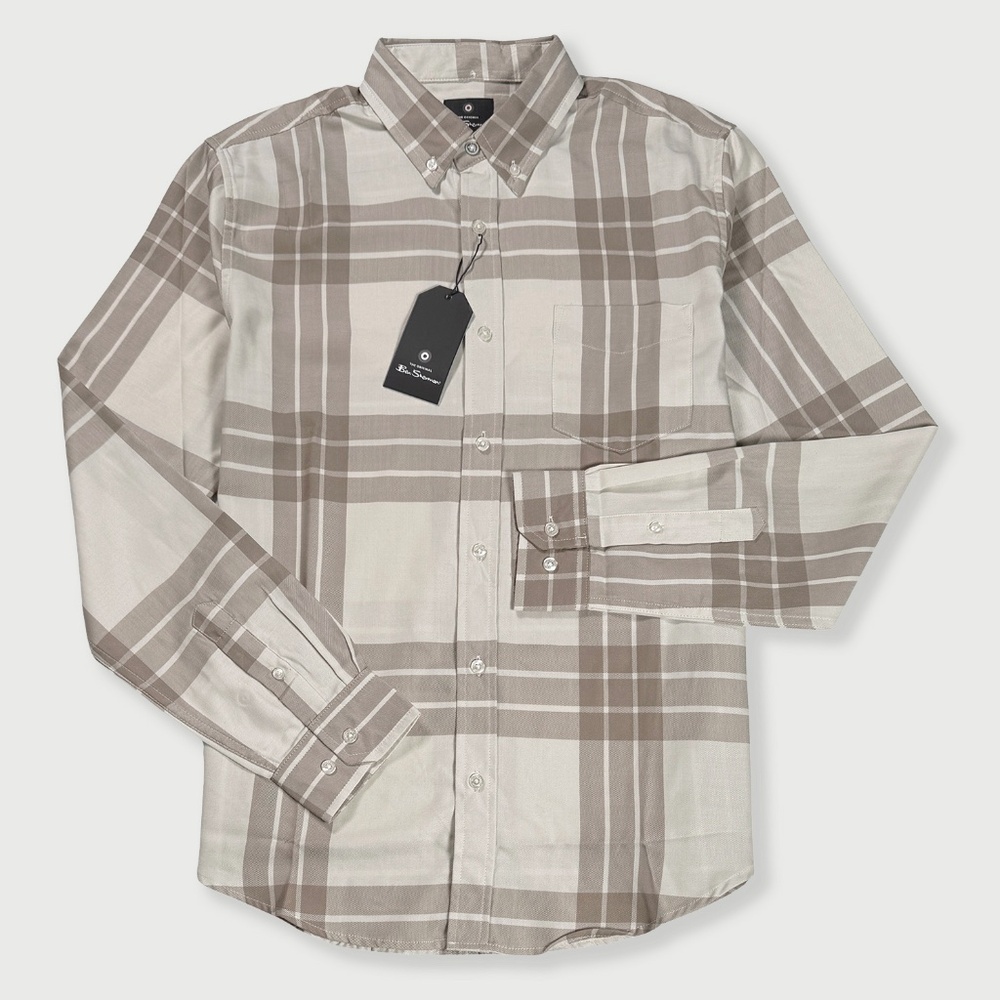 Ben Sherman Button-Up Long Sleeve Shirt - NWT Mens Medium Oatmeal - #48876-G5*